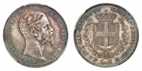 Piémont Sardaigne
Victor-Emmanuel II, 1849-1861. 
2 Lire 1854 B, Turin. Buste à droite. Date au-dessous / Ecu couronné et collier de l'Annonciade en...