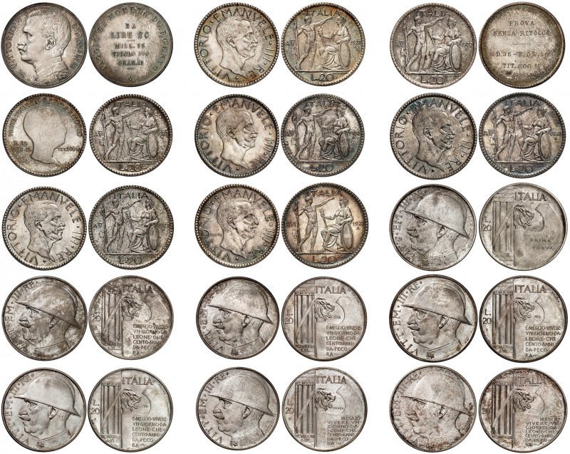 Royaume d'Italie
Victor-Emmanuel III, 1900-1946. 
Série de 15 ESSAIS en ARGENT...