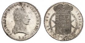Florence
Ferdinand III, première période, 1790-1801. 
Francescone 1801, Pise (Florence). Tête nue à droite / Ecu couronné, entouré du collier de l'o...