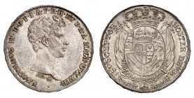 Florence
Léopold II, 1824-1859. 
Francescone 1826, Pise (Florence). Tête nue à droite / Ecu ovale couronné, entouré du collier de l'ordre de la Tois...