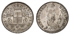 Gênes
Doges biennaux, 1528-1797. 
4 Lire 1796, Gênes. Armoiries couronnées flanquées de deux griffons, valeur au-dessous / Saint Jean-Baptiste bénis...