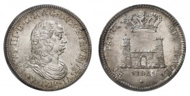 Livourne
Cosme III de Médicis, 1670-1723. 
Tallero 1712, Livourne (Florence). Buste du duc à droite, date au-dessous / La forteresse du port de Livo...