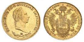 Lombardo-Vénétie
François I (II), 1815-1835. 
Sovrana 1824 M, Milan. Tête laurée à droite. Lettre d'atelier au-dessous / Armoiries entourées du coll...