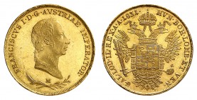 Lombardo-Vénétie
François I (II), 1815-1835. 
Sovrana 1831 M, Milan. Tête laurée à droite. Lettre d'atelier au-dessous / Armoiries entourées du coll...