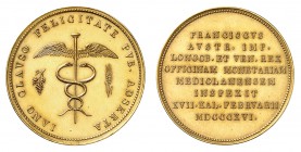 Lombardo-Vénétie
François I (II), 1815-1835. 
Médaille monétiforme en or frappée à l'occasion de la viste de François-Joseph à la monnaie de Milan e...