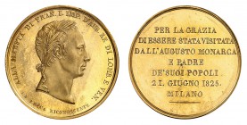 Lombardo-Vénétie
François I (II), 1815-1835. 
Médaille monétiforme en or frappée à l'occasion de la visite de François-Joseph à la monnaie de Milan ...