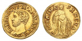 Mantoue
Frédéric II Gonzague, 1519-1540. 
Ducat non daté (vers 1519-1530). Tête nue à gauche / Sainte Catherine debout de face, tenant une palme et ...
