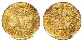 Ordre de Livonie
Gotthard Kettler, 1559-1561. 
Double Florin non daté, Riga. Buste cuirassé de trois quarts à droite, une épée dans la main droite /...