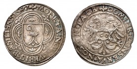 Bâle
Guldentaler de 60 Kreuzer 1577. Armes de Bâle dans un quadrilobe / Valeur sur une aigle bicéphale. 24,12g. HMZ 2-60p. 
Très bel exemplaire à pa...