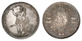 Bâle
Plancustaler non daté (1620-1650). Munatius Plancus, cuirassé et casqué, debout de face / Armes de Bâle entourées des écussons de Farnsburg, Hom...