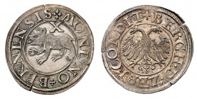 Berne
Demi-Dicken de 10 Kreuzer non daté (XVIème siècle). Ours marchant à gauche. Valeur en chiffre romain au-dessus / Aigle bicéphale. 4,05g. HMZ 2-...