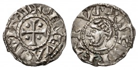 Genève
Evêché, Humbert de Grammont, 1120-1135. 
Denier non daté (vers 1078-1135). Croix cantonnée de quatre losanges / Buste de saint Pierre à gauch...