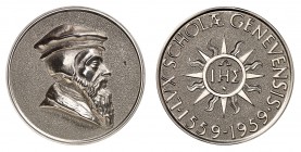 Genève
Médaille en palladium émise à l'occasion du 400ème anniversaire de l'Université de Genève en 1959. Buste de Calvin à droite / Soleil à huit ra...
