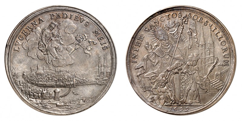 Lucerne
Médaille de mérite en argent 1699. Vierge à l'Enfant assise à droite da...