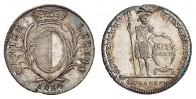 Lucerne
4 Franken 1814. Ecu ovale couronné entre deux palmes. Date à l'exergue / Guerrier debout de face, la tête à droite, tenant un écu et une hall...