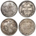 Zurich
Lot de 2 monnaies en argent: Taler 1758 et Taler 1773. Lion debout à gauche, tenant une épée et un bouclier / Inscription et date sur cinq lig...