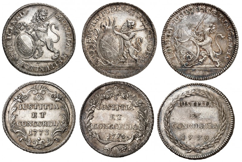 Zurich
Lot de 3 monnaies en argent: Demi-Taler de 40 Schillings 1773, 1776 et 1...