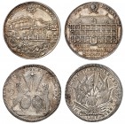 Zurich
Lot de deux médailles en argent. L'une commémorant l'inauguration du nouvel hôtel de ville en 1698, par H.J. Bullinger II et H.J. Bullinger II...