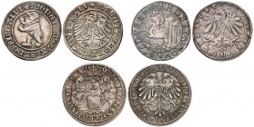 Lots de monnaies cantonales suisses
Lot de 3 monnaies du XVIe siècle : Saint-Gall - Ville, Dicken 1511. Schaffhouse, Taler 1550. Zurich, Taler non da...
