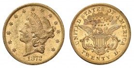 20 Dollars 1872 S, San Francisco. Tête de la Liberté à gauche, entourée de treize étoiles. Date en dessous / Ecusson sur une aigle aux ailes éployées....