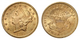 20 Dollars 1875 S, San Francisco. Tête de la Liberté à gauche, entourée de treize étoiles. Date en dessous / Ecusson sur une aigle aux ailes éployées....