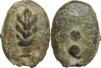 Greek Italy. Uncertain Umbria or Etruria. AE Cast Sextans, 3rd century BC. Obv. Club. Rev. Two pellets. Vecchi ICC 199; HN Italy 54. AE. 20.86 g. 30.0...