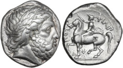 Continental Greece. Kings of Macedon. Philip II (359-336 BC). AR Tetradrachm. Pella mint, c. 354/3-349/8 BC. Obv. Laureate head of Zeus right. Rev. ΦΙ...