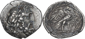 Continental Greece. Epeiros. Federal coinage (Epirote Republic). AR Drachm, c. 234/3-168 BC. Obv. Laureate head of Zeus right; monogram behind. Rev. A...