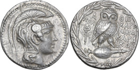 Continental Greece. Attica, Athens. AR Tetradrachm. New Style coinage. Polycharm(os), Nikog(enes), and Karaichos, magistrates. Struck 133/2 BC. Obv. H...