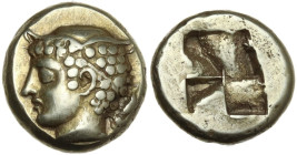 Greek Asia. Ionia, Phokaia. EL Hekte – Sixth Stater, c. 478-387 BC. Obv. Head of Hermes left, wearing petasos; to right, small seal downward. Rev. Qua...