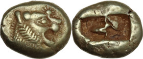 Greek Asia. Kings of Lydia. Temp. Alyattes – Kroisos. EL Trite – Third Stater. Lydo-Milesian standard. Sardes mint, c. 620/10-550/39 BC. Obv. Head of ...