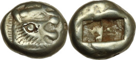 Greek Asia. Kings of Lydia. Temp. Alyattes – Kroisos. EL Trite – Third Stater. Lydo-Milesian standard. Sardes mint, c. 620/10-550/39 BC. Obv. Head of ...