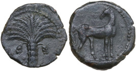 Africa. Zeugitania, Carthage. AE 1/2 Shekel, 4th century BC. Obv. Palm tree. Rev. Horse standing right, head left. Lulliri pl. 1, 31 (Sardinia?); SNG ...