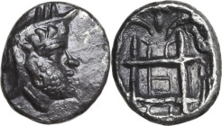 Greek Asia. Persis. Uncertain king. AR Drachm, 2nd century BC. Obv. Bearded head right, wearing diadem and kyrbasia adorned with stylized eagle. Rev. ...
