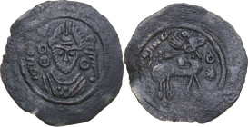 Persia. Umayyad Caliphate. temp. 'Abd al-Malik ibn Marwan, AH 65-86. Pashiz, 'Daray' type, AH 71-91 (AD 690-710). Obv. Draped bust wearing a flame nim...