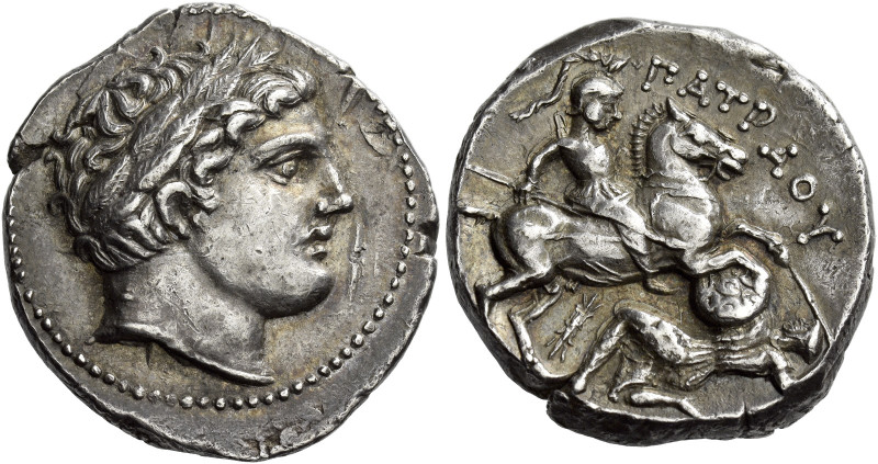 Patraus, circa 340-315
Tetradrachm circa 340-315, AR 25 mm, 12.72 g. Laureate h...