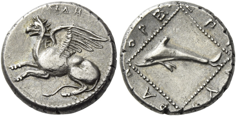 Abdera
Tetrobol circa 411-387, AR 15 mm, 2.85 g. AB?H Griffin springing l. Rev....