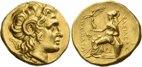 Lysimachus, 323 – 281 and posthumous issues
Stater, Lysimachia circa 297-281, AV 20 mm, 8.47 g. Diademed head of the deified Alexander III r., with h...