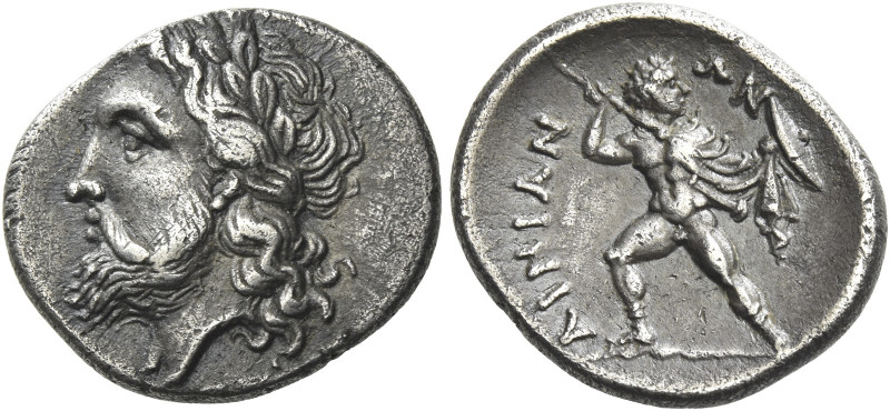 The Ainianes
Hemidrachm, Hypata circa 360s-350s, AR 17 mm, 2.76 g. Laureate and...