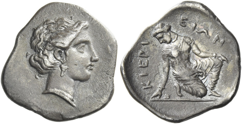 Kierion
Trihemiobol circa 360, AR 15 mm, 1.46 g. Head of nymph Arne r., wearing...