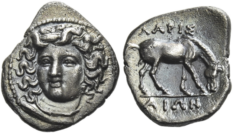 Larissa
Obol circa 344-337, AR 11 mm, 0.80 g . Head of the nymph Larissa facing...