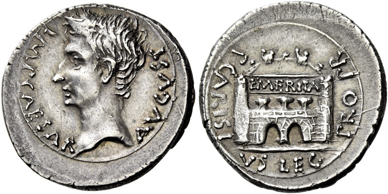 Octavian as Augustus, 27 BC – 14 AD
Denarius, Emerita circa 25-23 BC, AR 19 mm,...