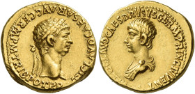 Claudius augustus, 41 – 54
Aureus circa 50-54, AV 18 mm, 7.62 g. TI CLAVD CAESAR AVG GERM P M TRIB POT P P Laureate head of Claudius r. Rev. [NERO CL...