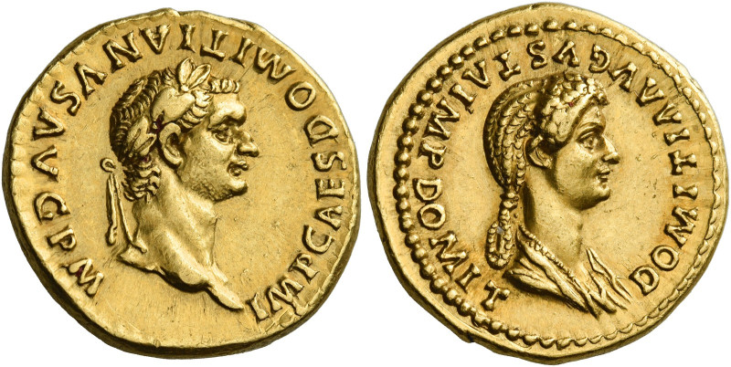 Domitian caesar, 69 – 81
Aureus 82-83, AV 19 mm, 7.74 g. IMP CAESAR DOMITIANVS ...