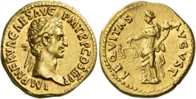Nerva, 96 – 98
Aureus 96, AV 19 mm, 7.55 g. IMP NERVA CAES AVG – P M TR P COS III P P Laureate head r. Rev. AEQVITAS – AVGVST Aequitas standing l., h...