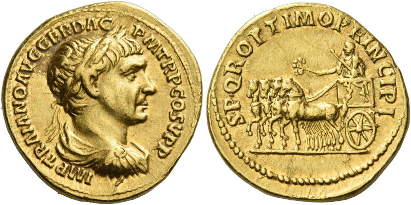 Trajan, 98 – 117
Aureus 103-107, AV 19 mm, 7.10 g. IMP TRAIANO AVG GER DAC – P ...