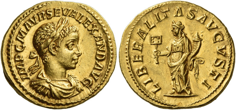 Severus Alexander, 222 – 235
Aureus 233-235, AV 21 mm, 6.46 g. IMP C M AVR SEV ...