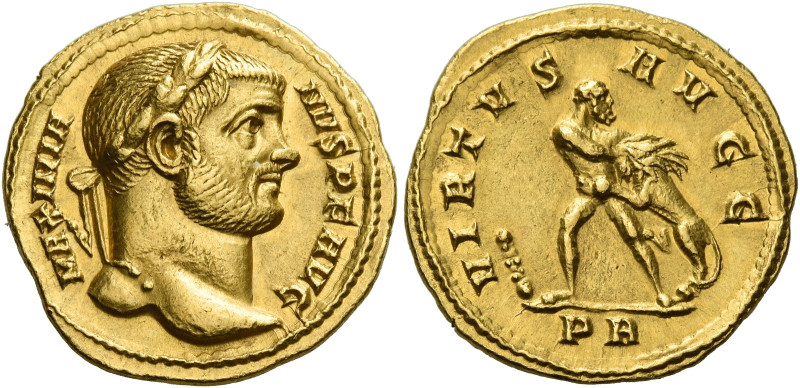 Maximianus Herculius, first reign 286 – 305
Aureus 287, AV 19 mm, 5.63 g. MAXIM...