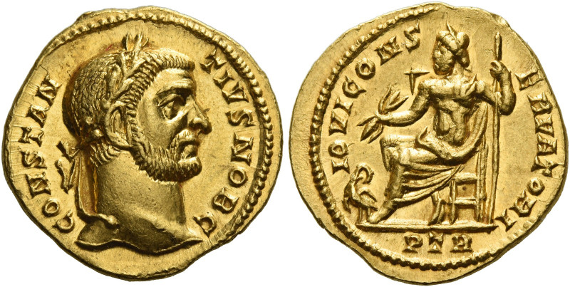 Constantius Chlorus caesar, 293 – 305
Aureus, Trier circa 295-296, AV 19 mm, 4....