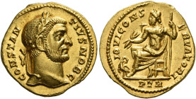 Constantius Chlorus caesar, 293 – 305
Aureus, Trier circa 295-296, AV 19 mm, 4.99 g. CONSTA – NTIVS NOB C Laureate head r. Rev. IOVI CONS – ERVATORI ...